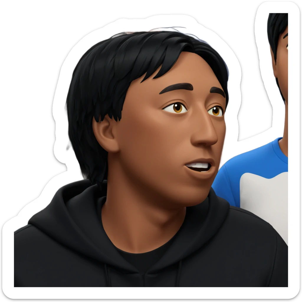 black haired meme boy sticker