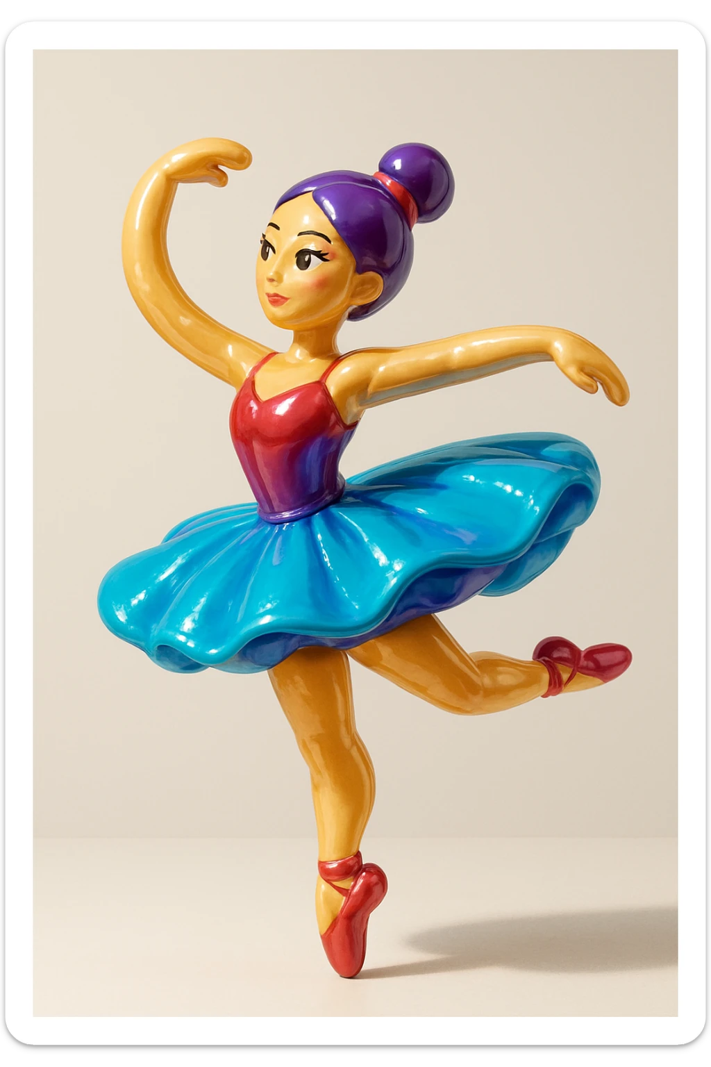 ballerina capuccina, mid-spin, flowing tutu, pointed toes, expressive movement, stage background, poised look sticker