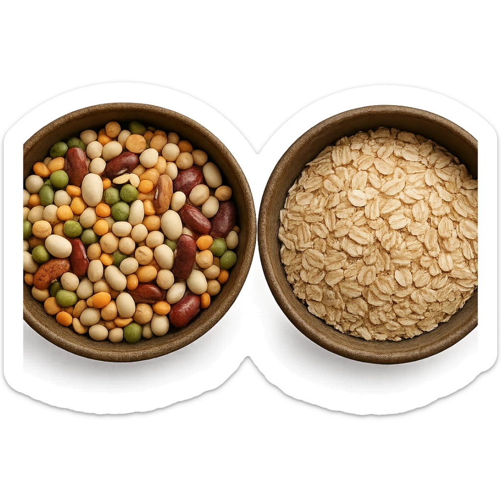 BOWL DI LEGUMI INSIEME A BOWL DI FIOCCHI DI AVENA,  iperrealistico 4k sticker