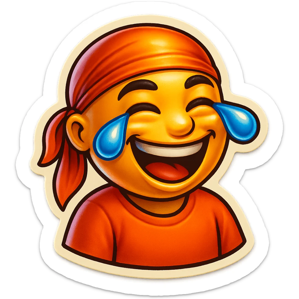 lol face laughing crying
orange shirt
make him smile
Change His durag To orange sticker