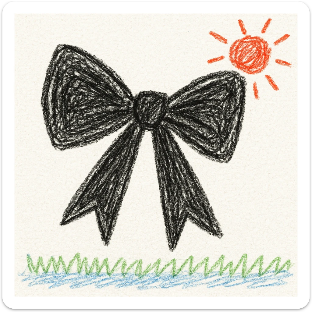gothic bow in children doodle style sticker
