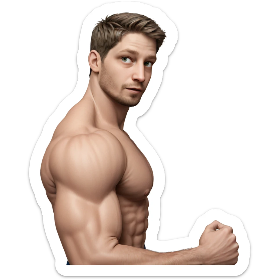 muscular male portrait profile view sticker