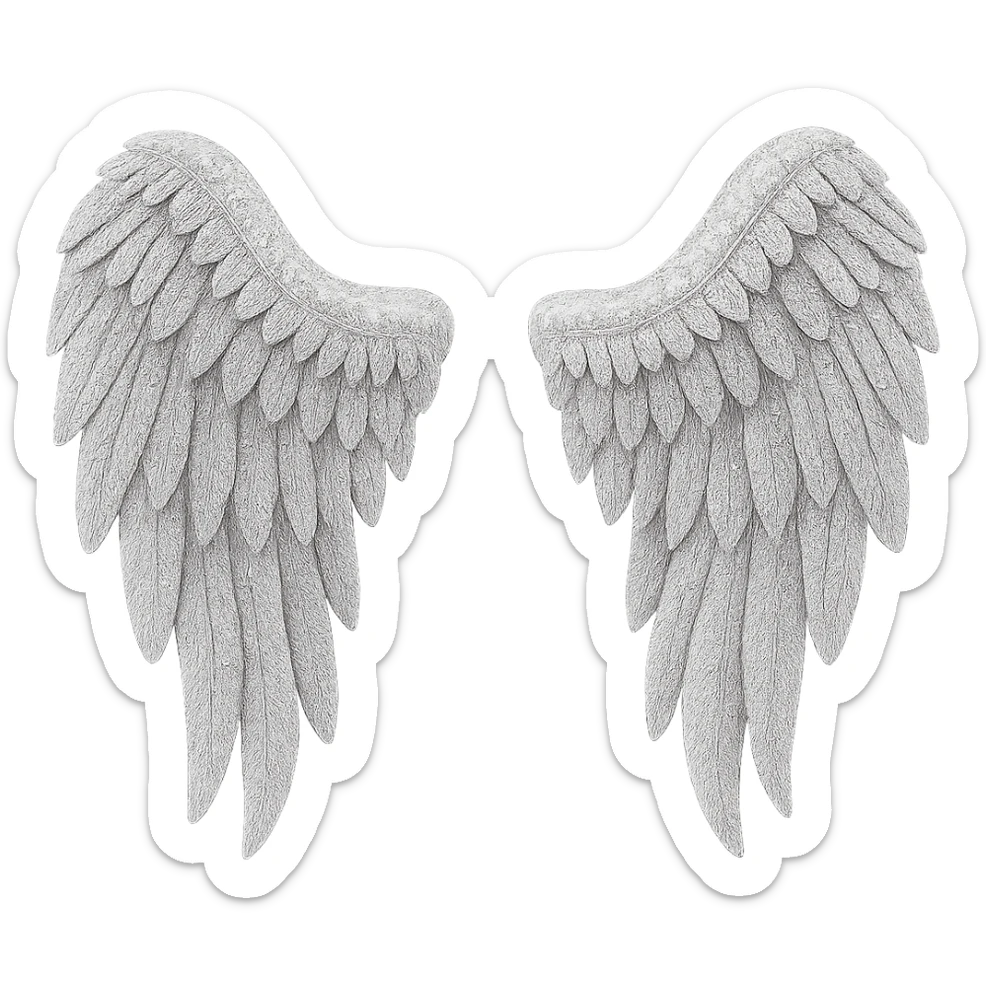 Silver glitter wings, remove background sticker