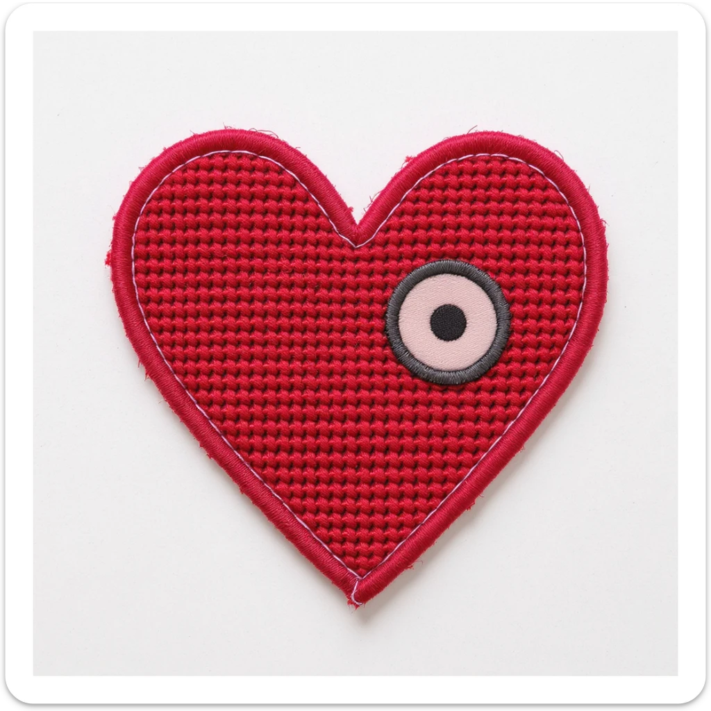 emo heart with a stitched patch sticker