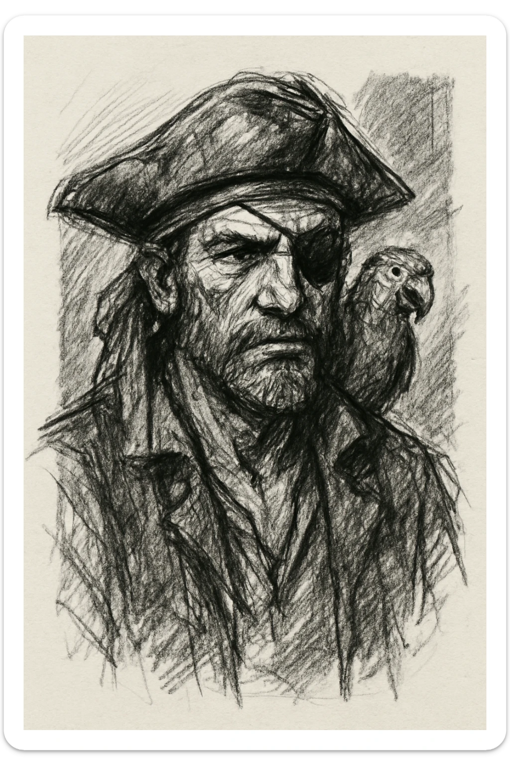 pirate with eye patch and parrot sticker