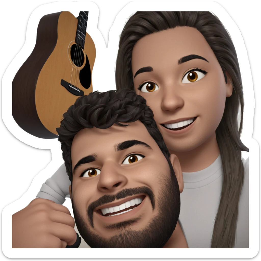 happy girl with guitar sticker