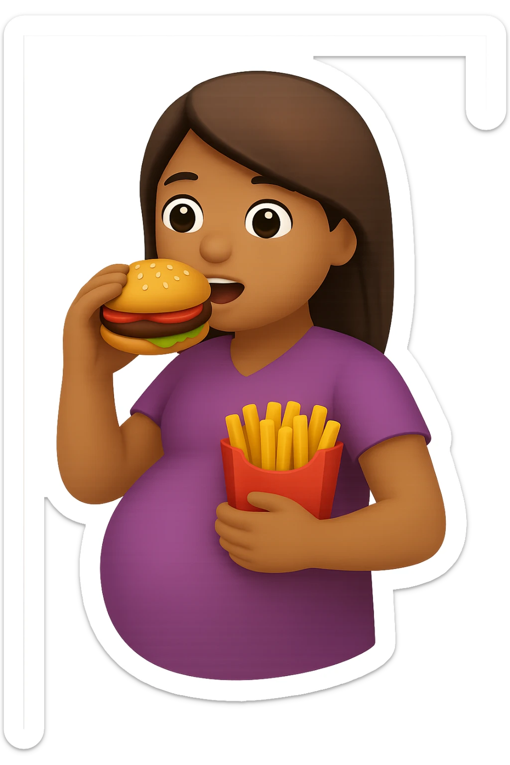 emoji stile iphone di donna in gravidanza che mangia male sticker