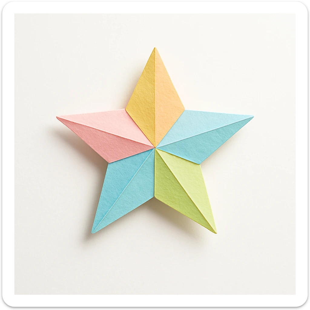 origami paper stars, soft pastel colors, delicate folds, minimal background sticker