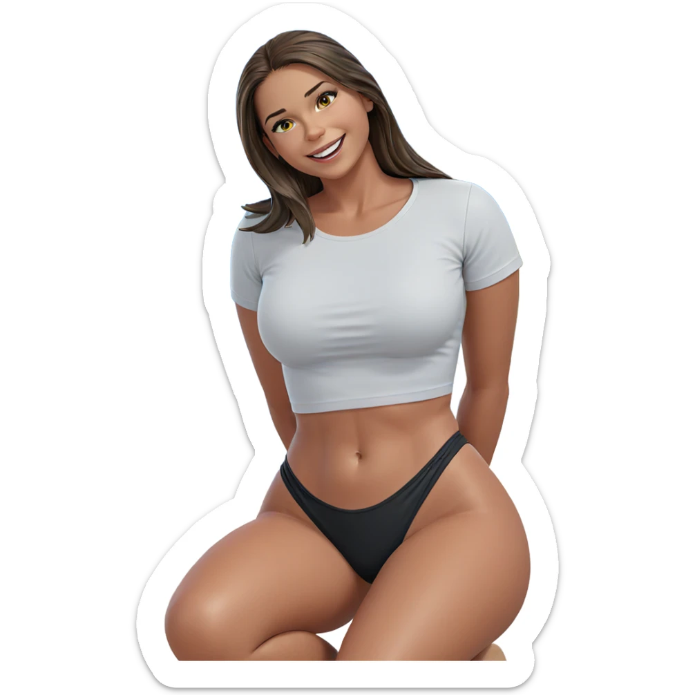 smiling girl at the beach sticker