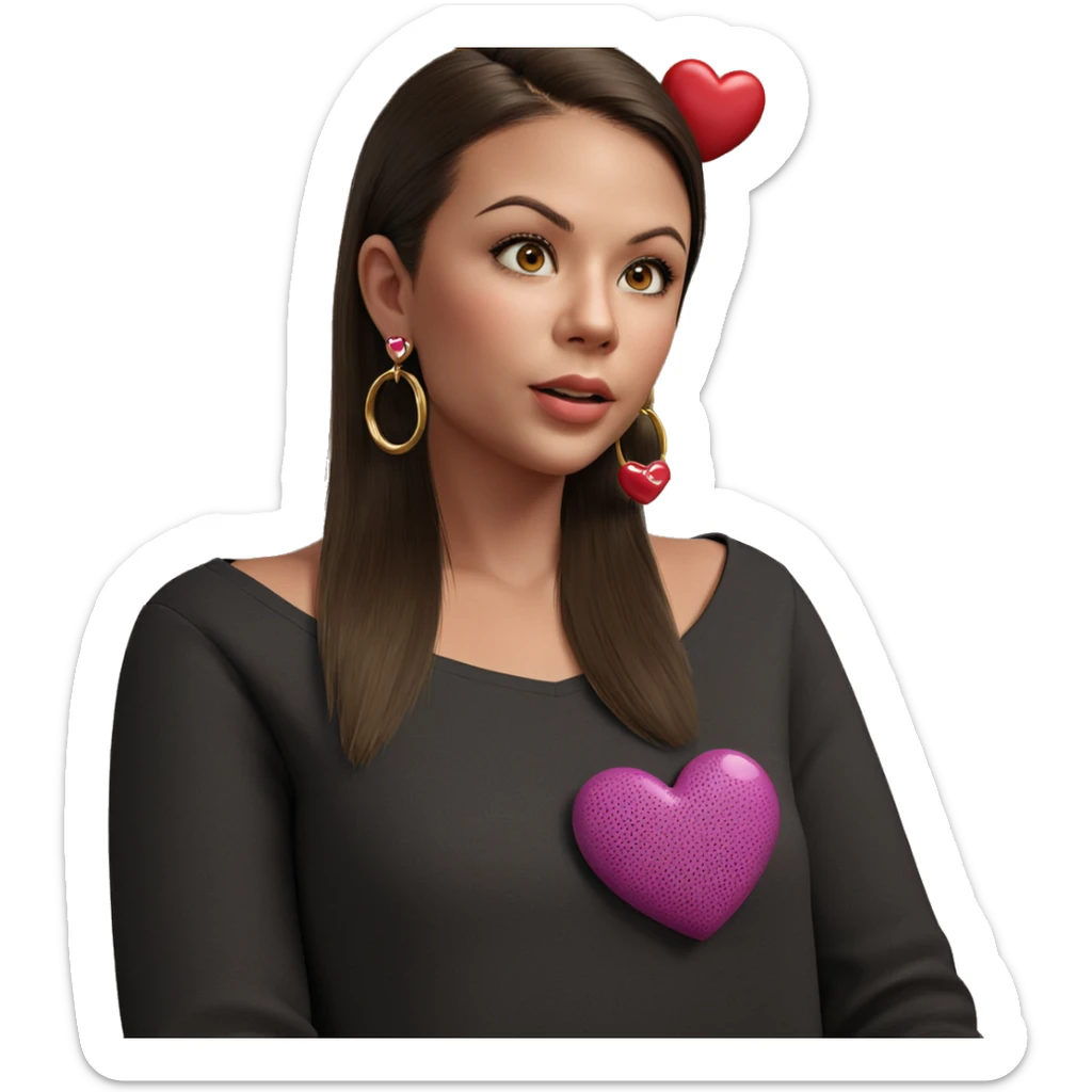 girl with heart earrings sticker