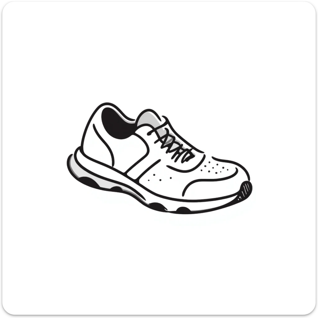 Athletic running shoes/sports shoes in pastel colors (dd9fb0, ffc6d3, a3bfc9, c4bee2, f1b091), hand-drawn doodle style sticker