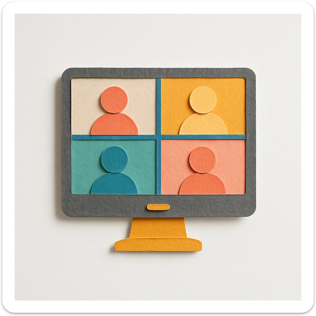 virtual zoom meeting video conference on a computer screen sticker