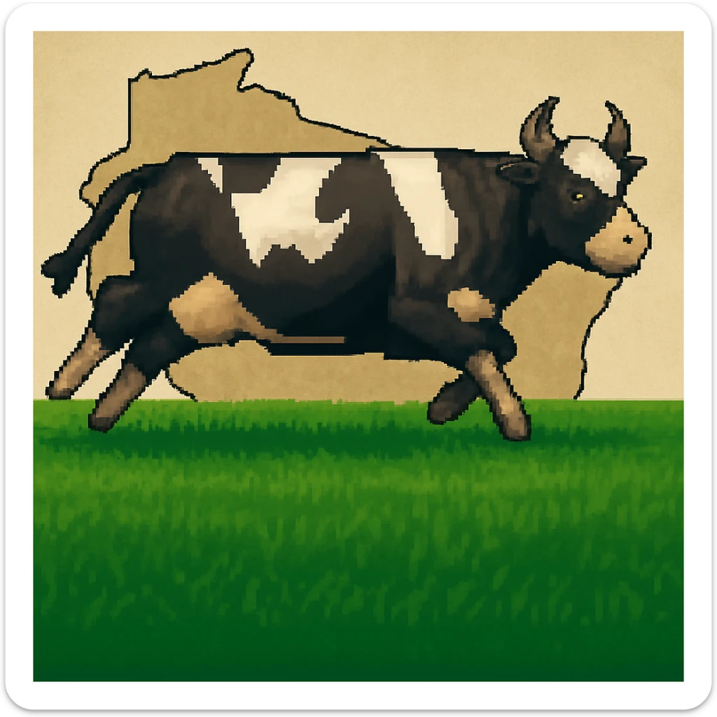 Add the outline of the state of Wisconsin in the background behind the cow and grass field sticker