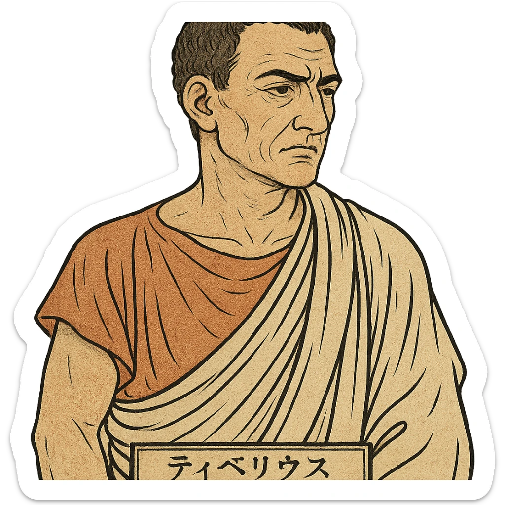 ukiyo-e style portrait of Tiberius Gracchus wearing a Roman toga sticker