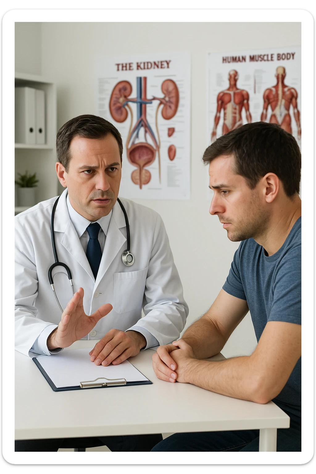 dottore che dice al paziente di non prendere proteine perchè fanno male ai reni sticker