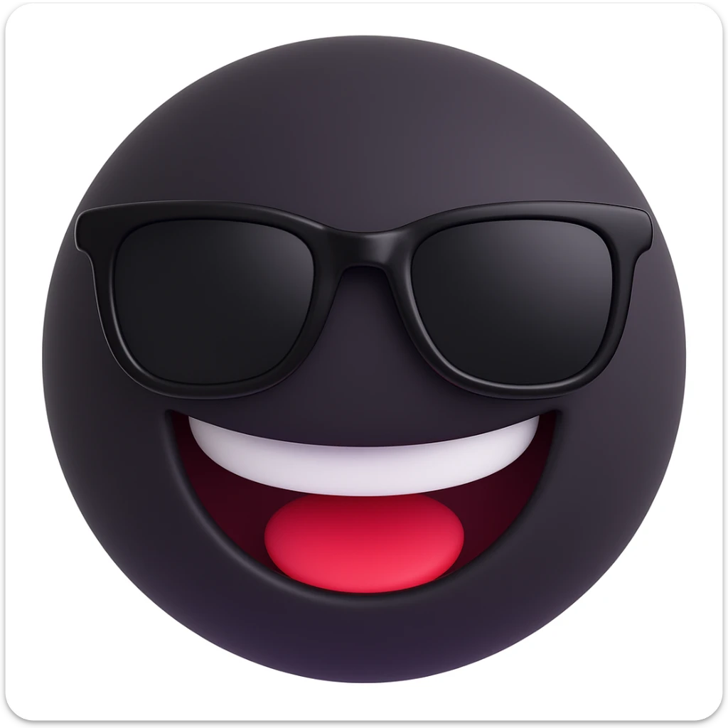 Make the smiling face emoji wear sunglasses in a style similar to 3d-emoji sticker