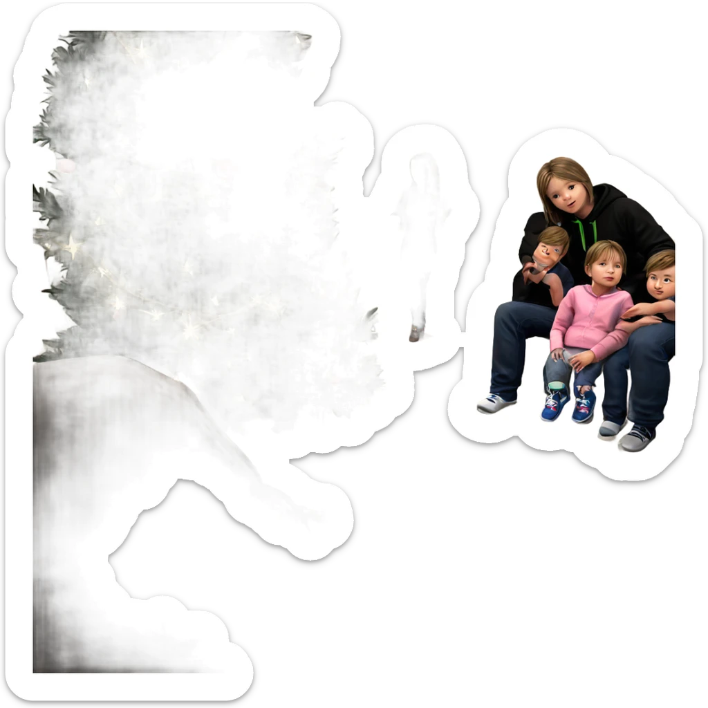 girl with boys indoors sticker