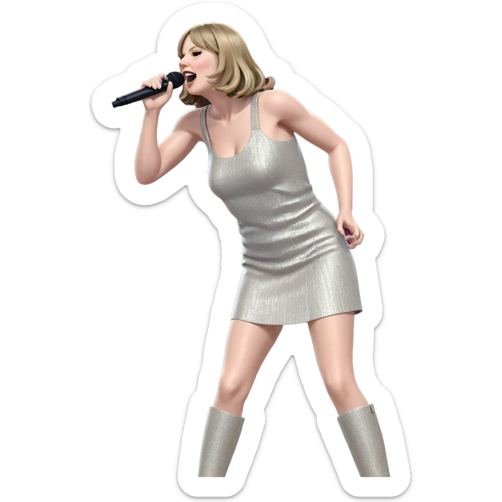 girl singing in fashionable dress sticker