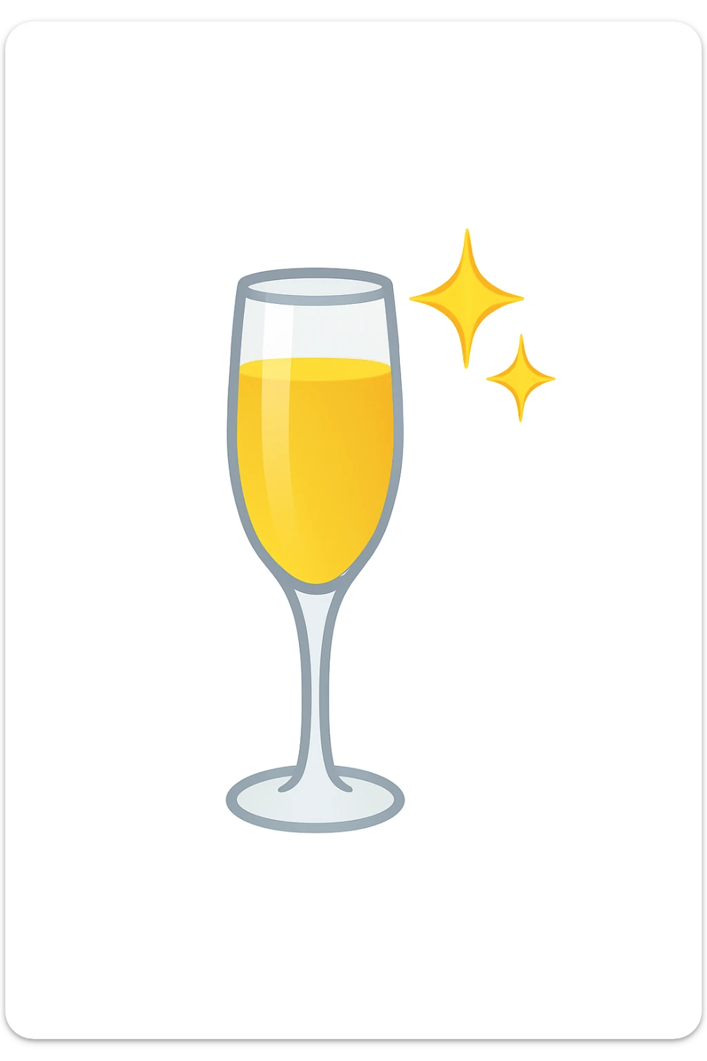 Add sparkles to the champagne glass in a simple and bold style, keeping the emoji style with a white background. sticker