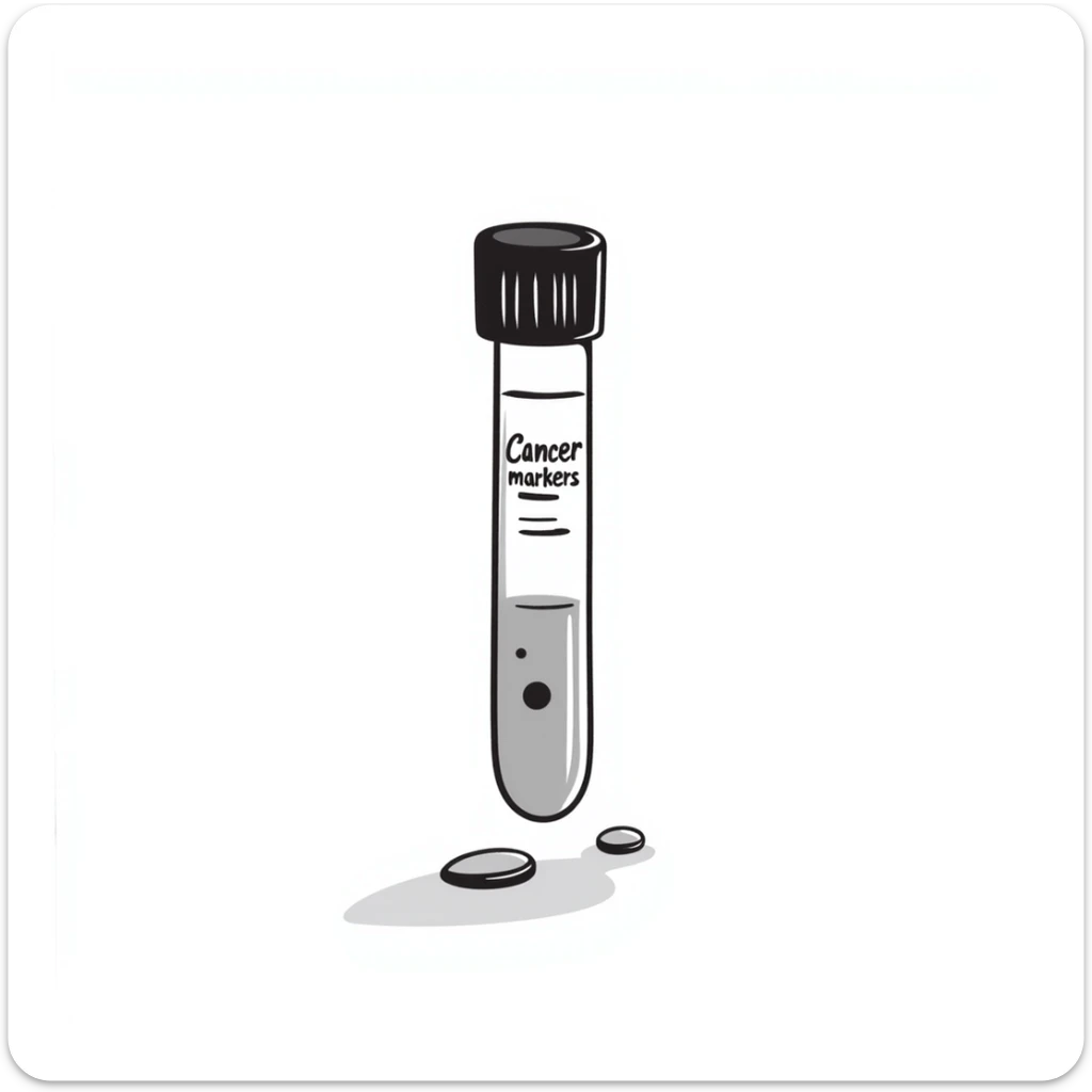 Blood test tube labeled for cancer markers, laboratory specimen for oncology testing sticker