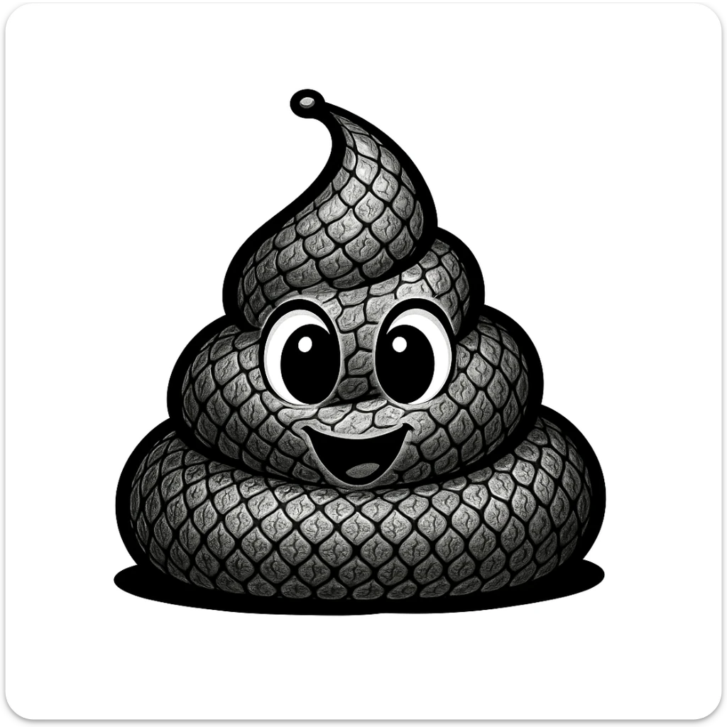 Enhance the detail of the snake skin pattern on the poop emoji, keeping the original style intact. sticker