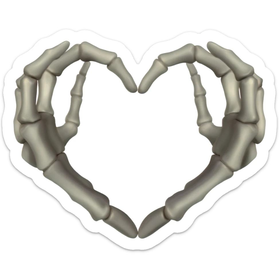 A skeletons hands shaped as a heart sticker
