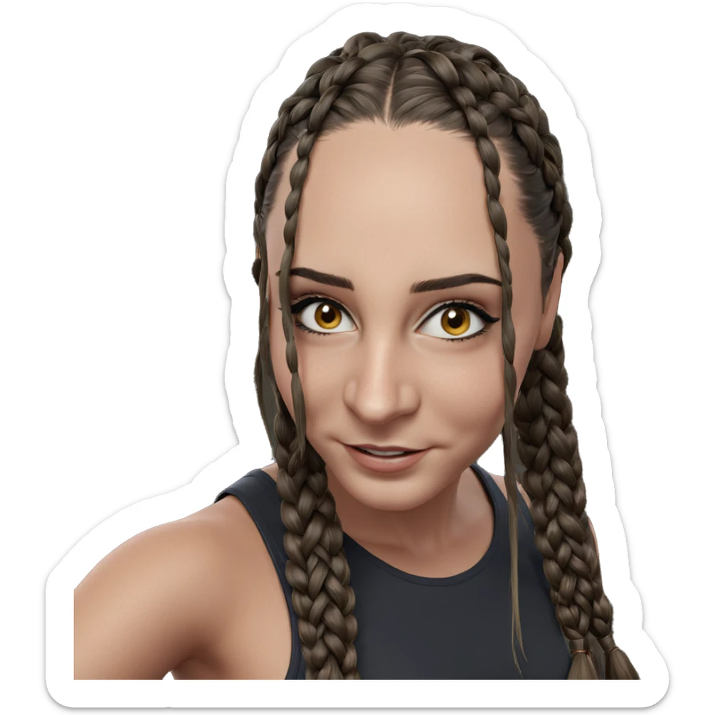 smiling girl portrait with braid sticker