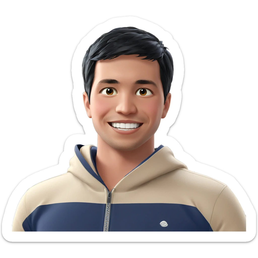 smiling boy with black hair sticker