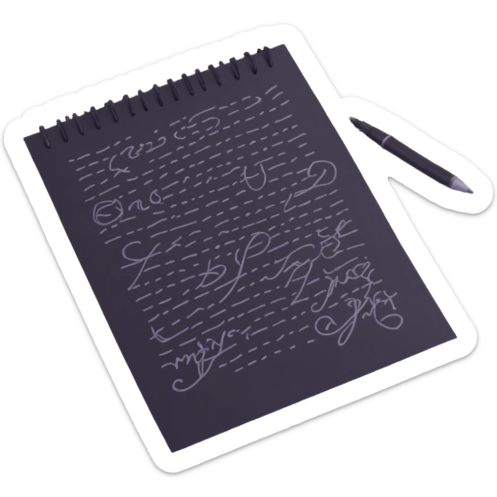 A hand furiously scribbling on a piece of paper with a pen or pencil. The paper is messy with random lines and doodles sticker