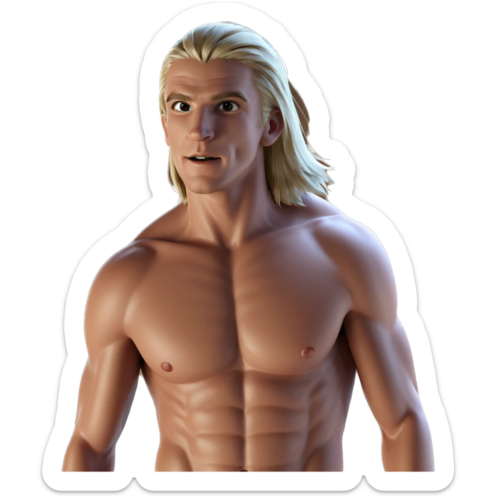 nude boy with scar sticker