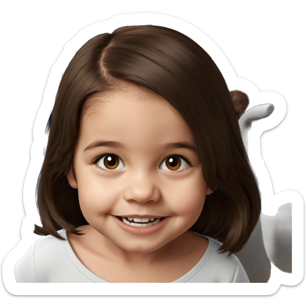 smiling girl with brown hair sticker