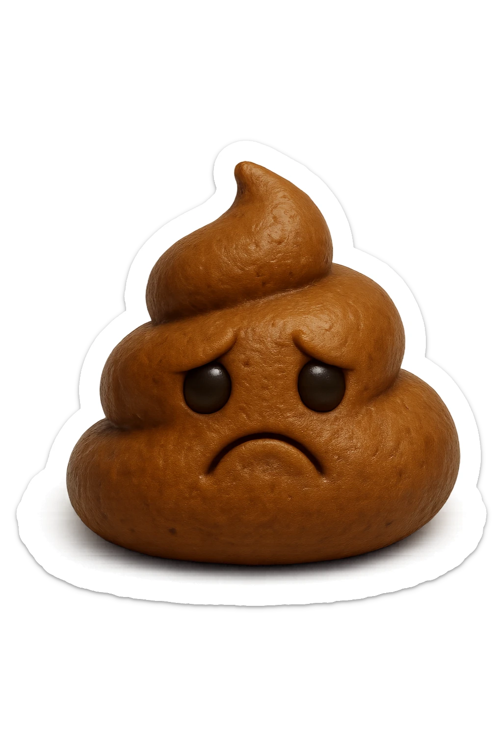 EMOJI STILE IPHONE 3D DI UNA MONTAGNETTA DI FECI A PALLINE CON ESPRESSIONE TRISTE, IPERREALISTICO 4K sticker