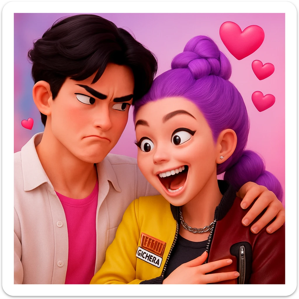 can you give different expressions to this picture. such as angry or funny or in love  sticker