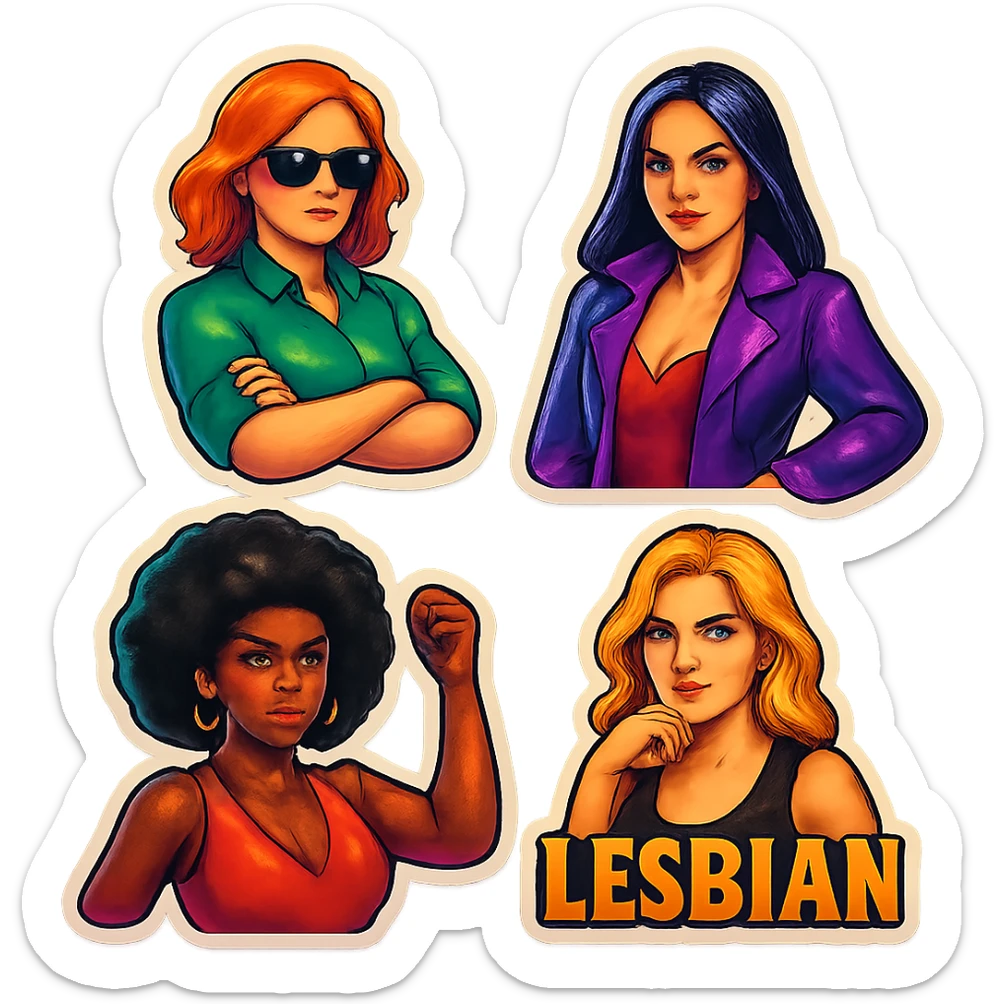 lesbian sticker pack - women who made it for women who love women - bossy dominative style, commanding sticker