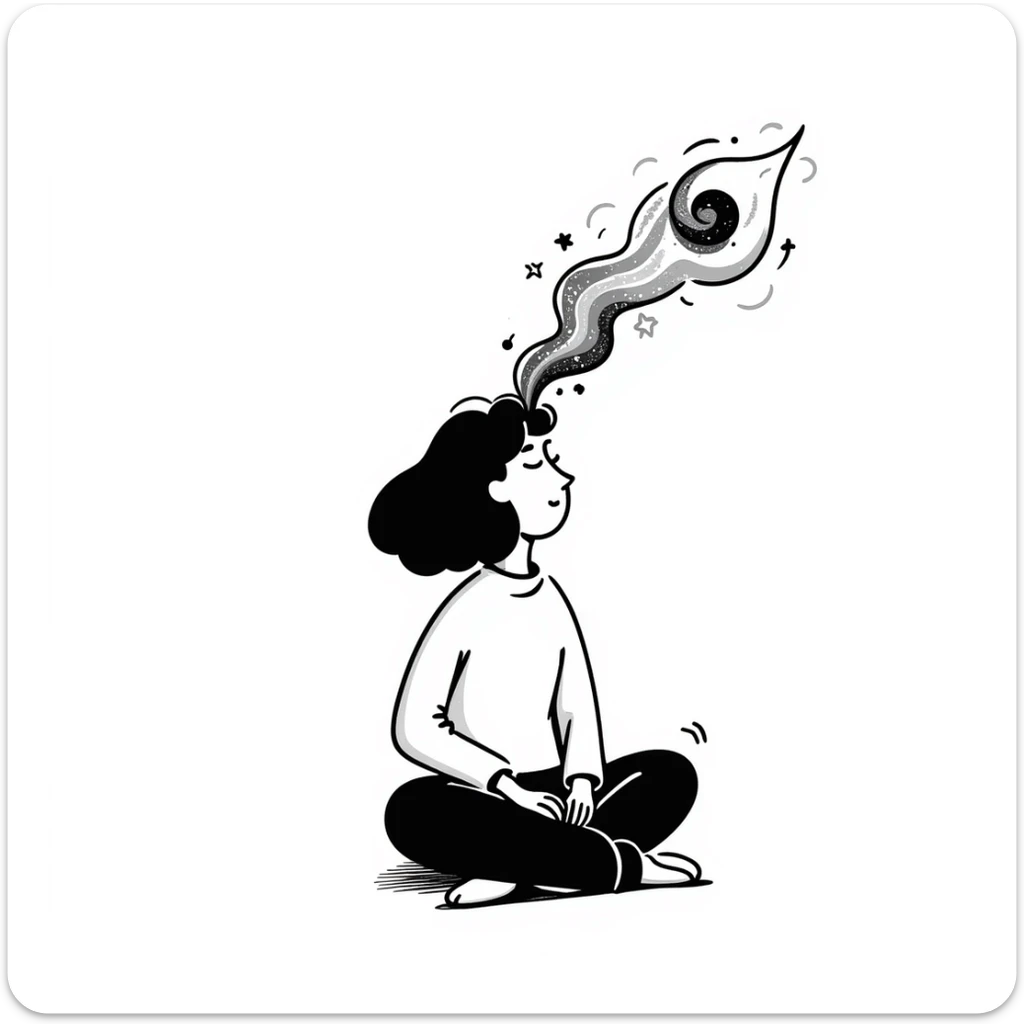 Person meditating with their spirit rising and merging with cosmic energy, spiritual ascension sticker