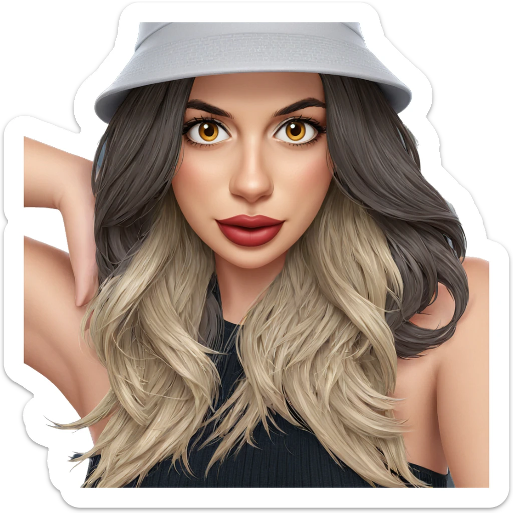 girl with hat and heart sticker