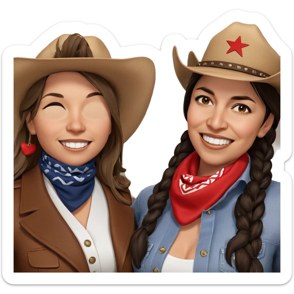 smiling girls in western style sticker