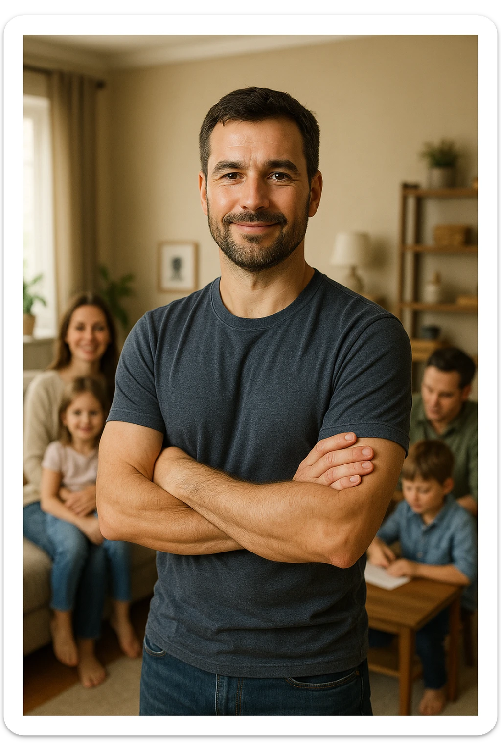 UOMO A BRACCIA CONSERTE CHE TRASMETTE PROTEZIONE PER LA SUA FAMIGLIA sticker