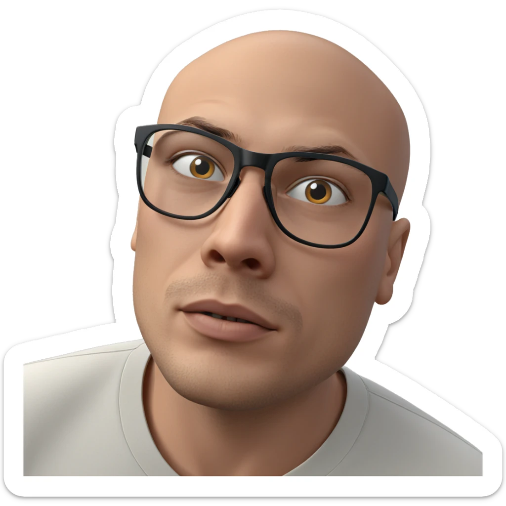 bald boy in glasses portrait sticker