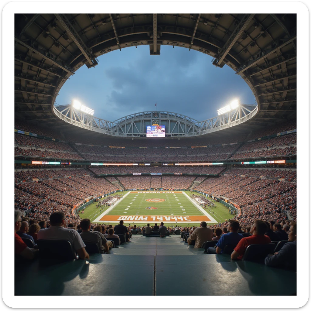 cinematic, realistic emoji of Franklin Field Stadium in Philadelphia, featuring majestic, ornate architecture, lifelike detail, bright lighting, accurate colors, transparent background sticker