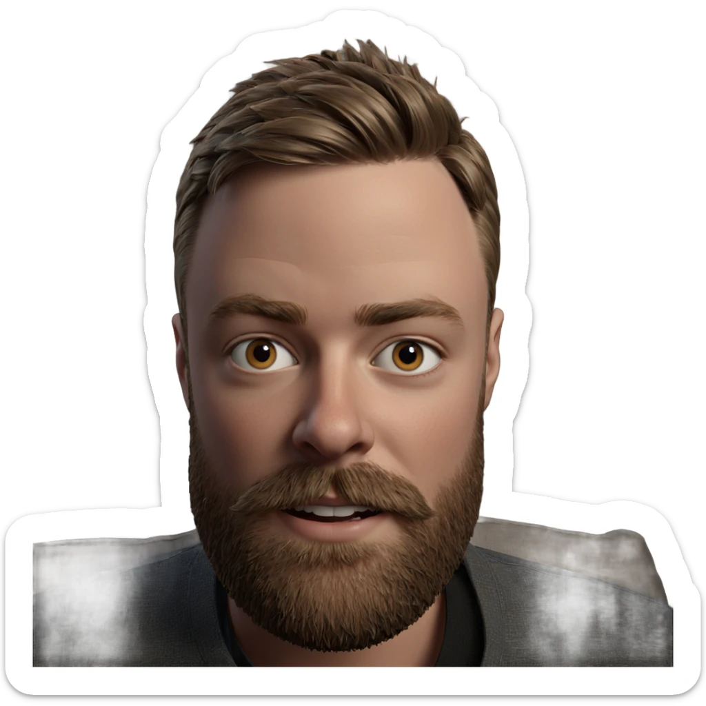realistic portrait of bearded boy sticker