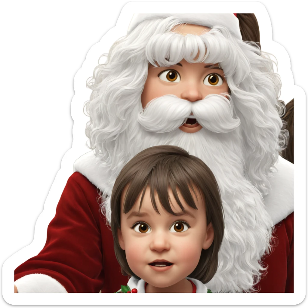 santa and girl under mistletoe sticker