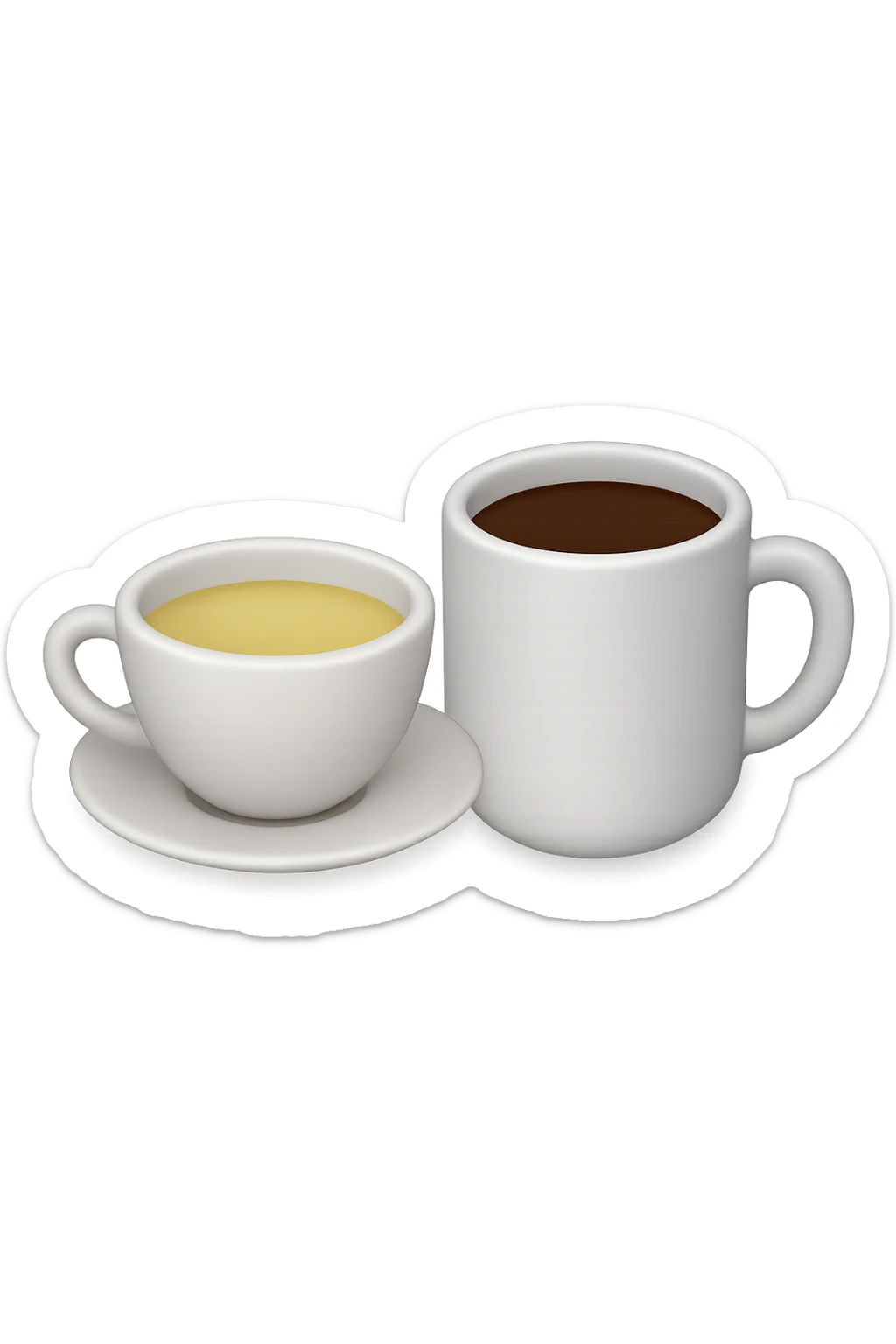 emoji 3d stile iphone che rappresenta una tazza di thè accanto ad una tazzina di caffè 3d sticker