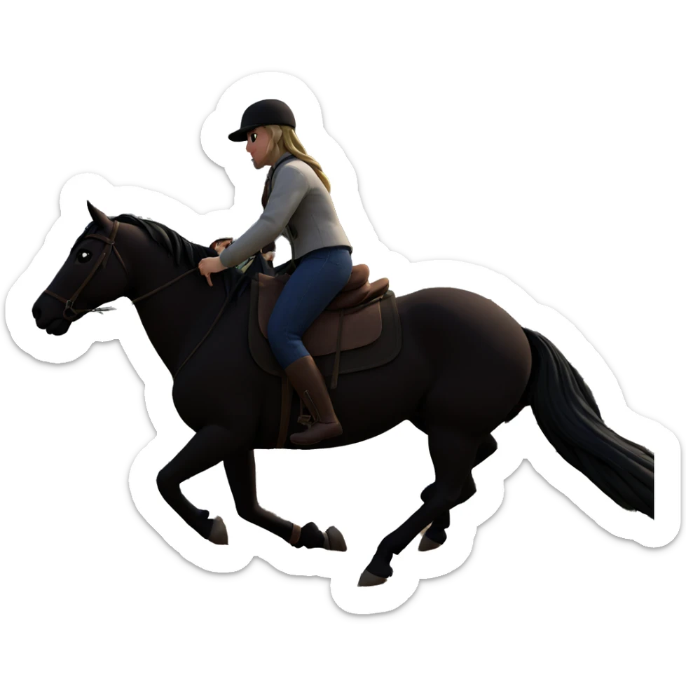 girl riding horse in nature sticker