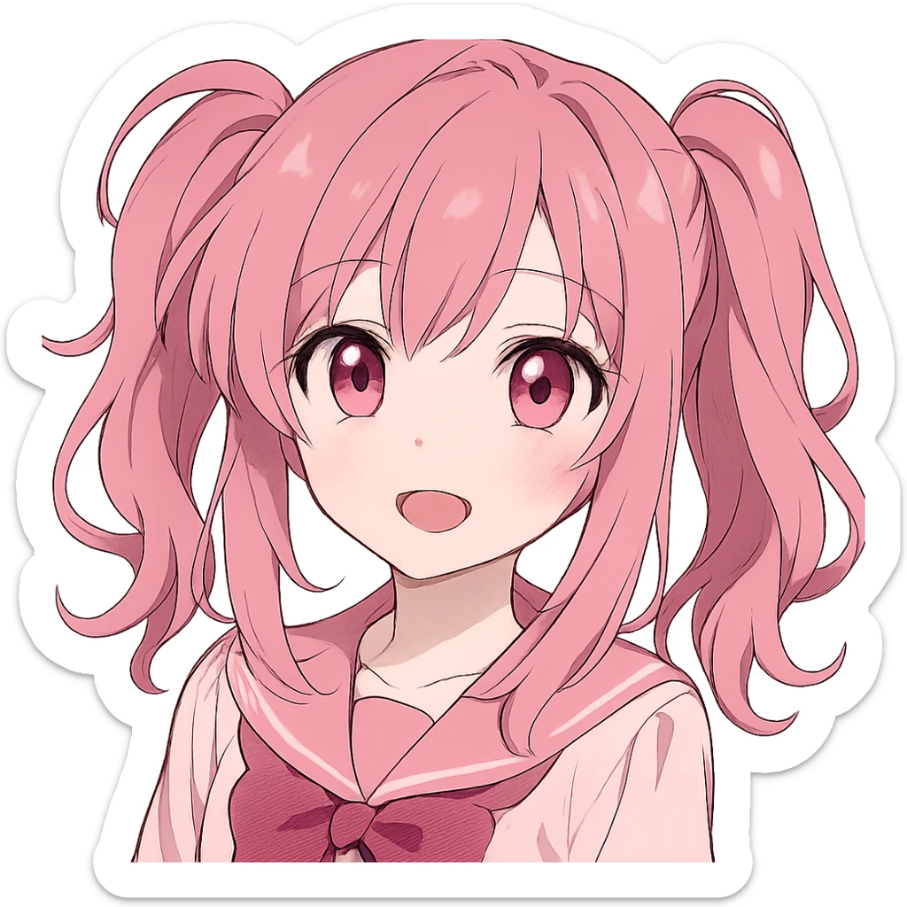 Pink anime ,remove background sticker