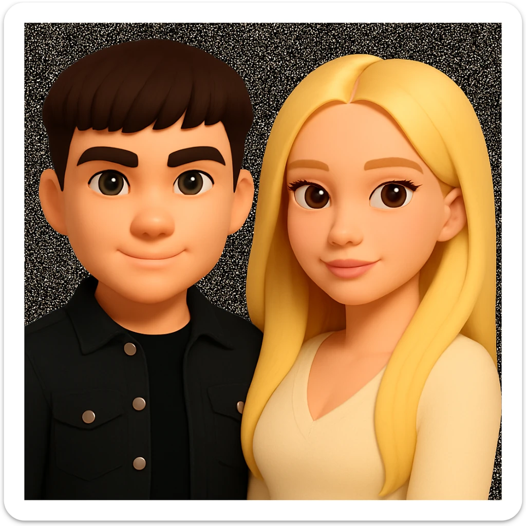 Slightly increase the volume of the upper body of the girl, make the hair more voluminous and separated from each other, even out the skin tone of the girl. The original style is 3D Emoji, which does not support editing, so please keep the look close to 3D Emoji style while making these changes. sticker