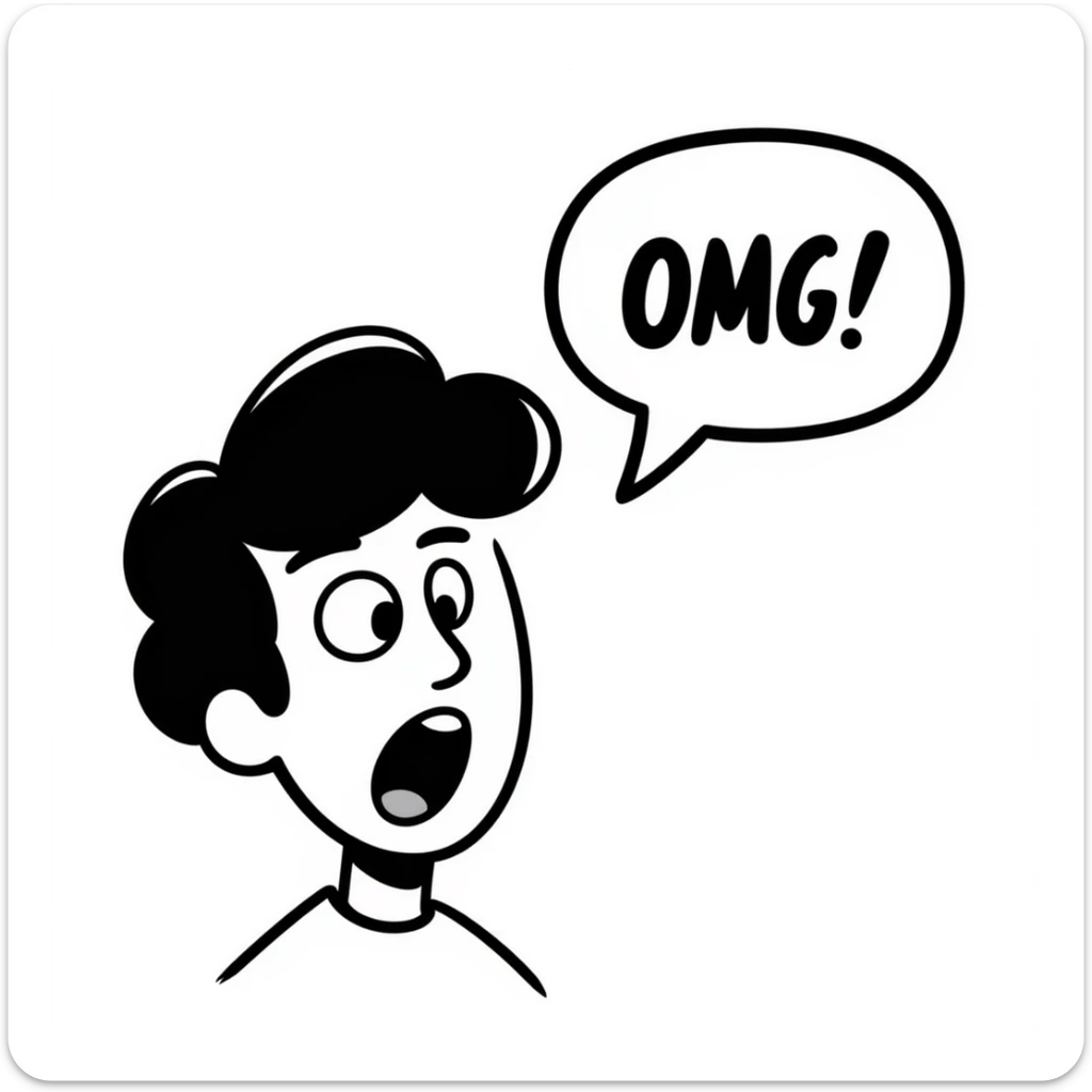 Shocked face with wide eyes saying "OMG!" sticker
