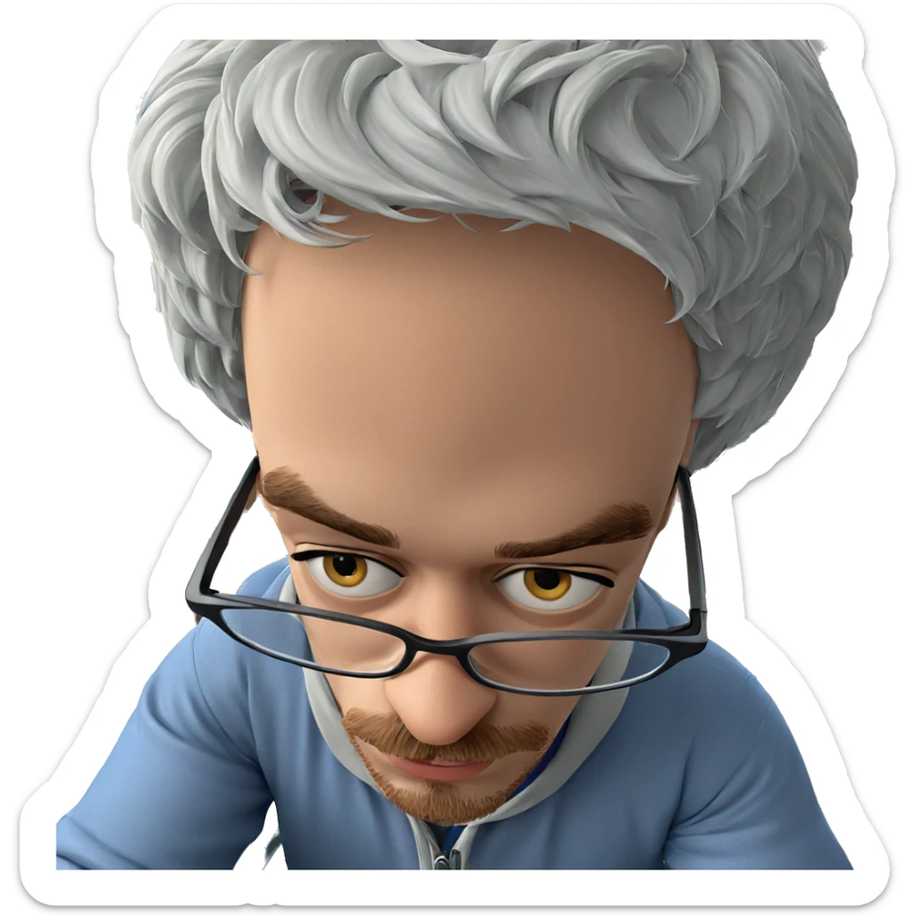 thoughtful boy in glasses sticker