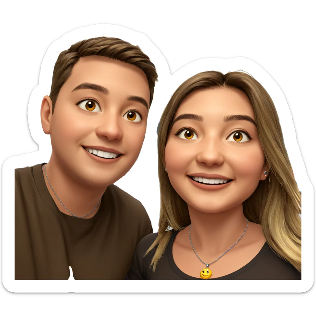 smiling girl with boy necklace sticker