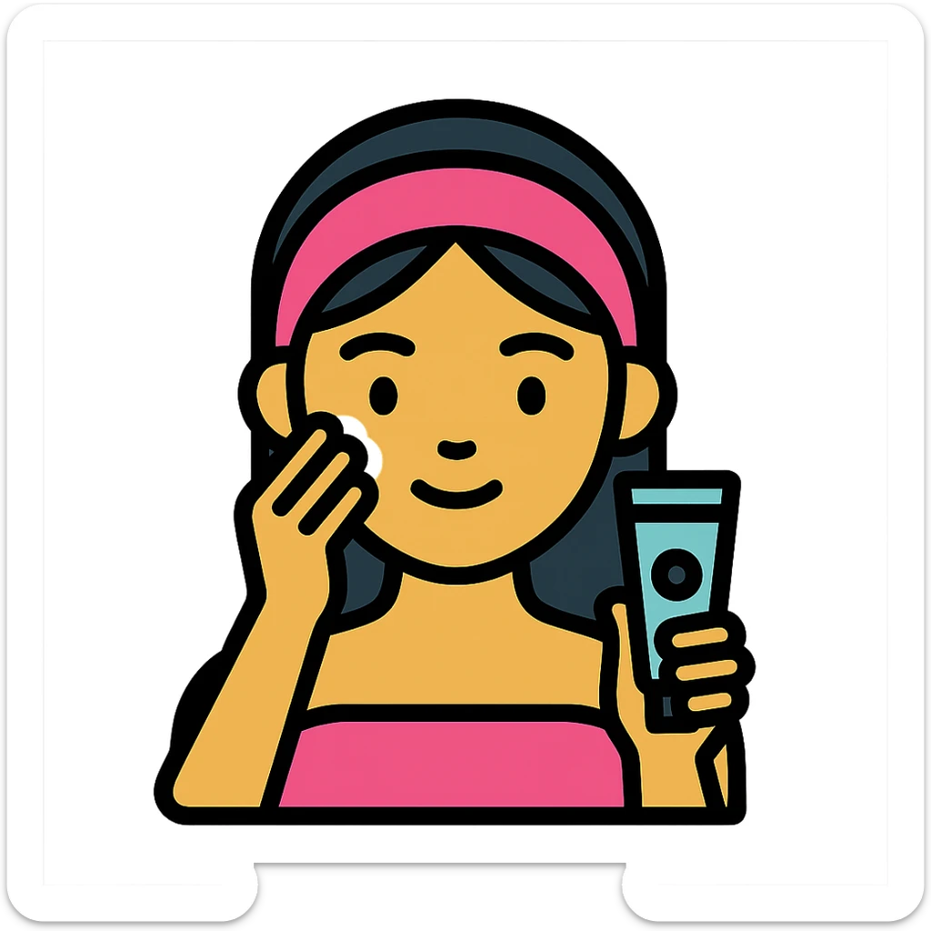 Asian girl doing skincare sticker